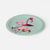青かわいらしのピンクのフラミンゴ ペーパープレート (アングル)