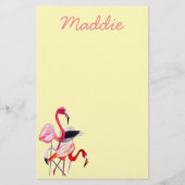 青かわいらしのピンクのフラミンゴ 便箋 (正面)