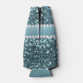 青かわいらしのフェイクグリッター ボトルクーラー (裏面)