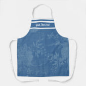 青かわいらしの花の模様 エプロン (正面)