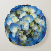 青かわいらしアジサイフローラ ラウンドクッション (正面)
