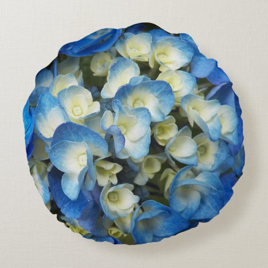 青かわいらしアジサイフローラ ラウンドクッション (裏面)