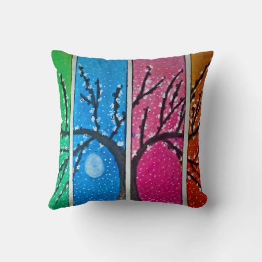 青かわいらしカラフル緑オレンジピンク |モノグラム クッション (裏面)