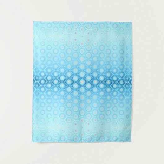 青かわいらしグラデーションと桃の幾何学的 タペストリー (正面)