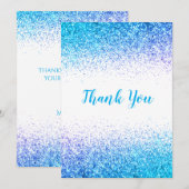 青かわいらしグリッターシンプルモダンサンキューカード サンキューカード (正面/裏面)