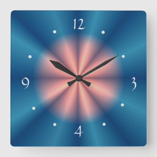 青かわいらしピンクファンデザイン>壁時計 スクエア壁時計 (正面)