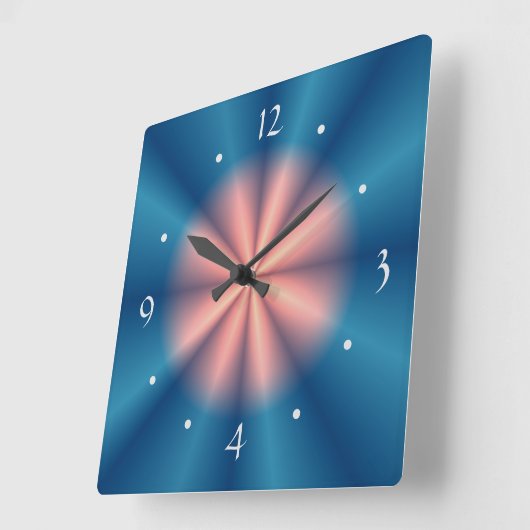 青かわいらしピンクファンデザイン>壁時計 スクエア壁時計 (傾斜)