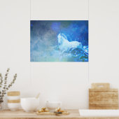 青かわいらしファンタジー馬ポスター ポスター (キッチン)