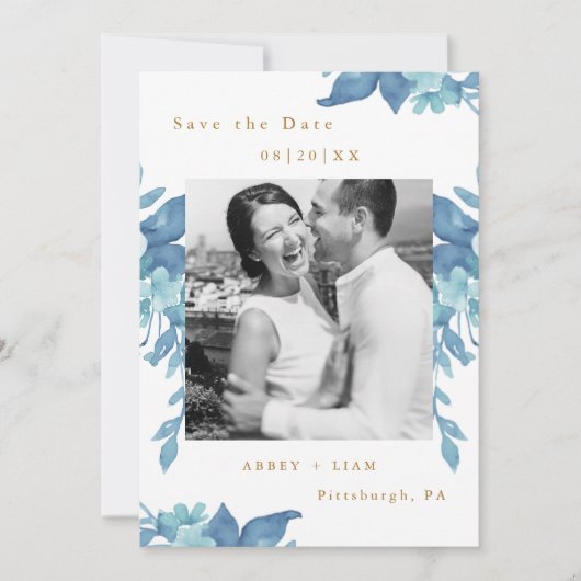 青かわいらしフローラと葉の結婚写真 セーブザデート (正面)