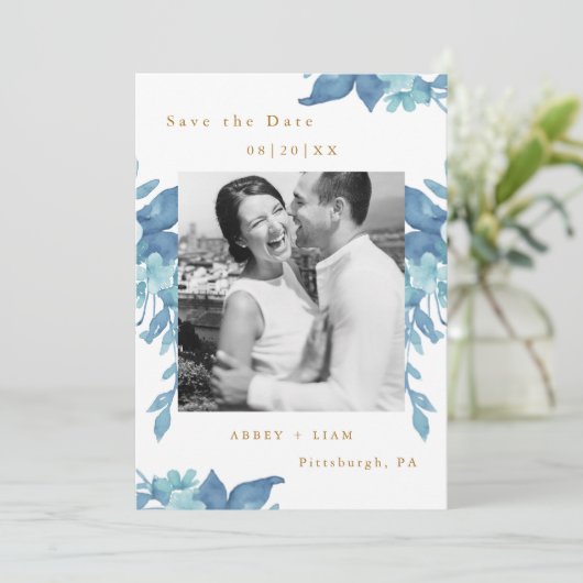 青かわいらしフローラと葉の結婚写真 セーブザデート (スタンド正面)