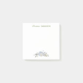 青かわいらしフローラ水色パーソナライズされた ポストイット (正面)