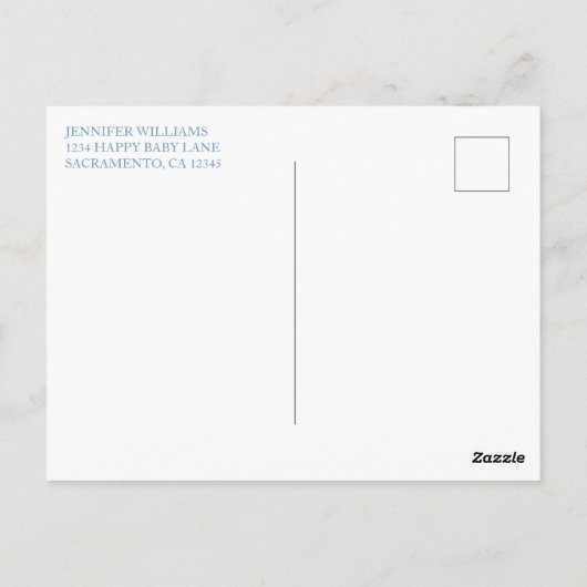 青かわいらしフローラ男の子のシャワーInvitati ポストカード (裏面)