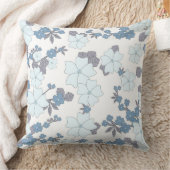 青かわいらしフローラ クッション (ブランケット)