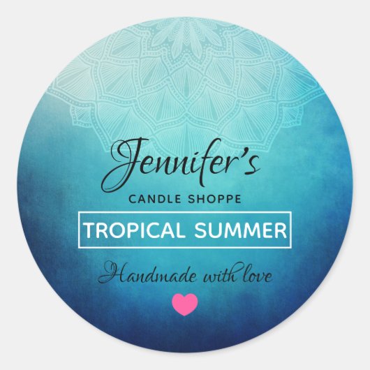 青かわいらしマンダラ抽象芸術石鹸 ラウンドシール (正面)