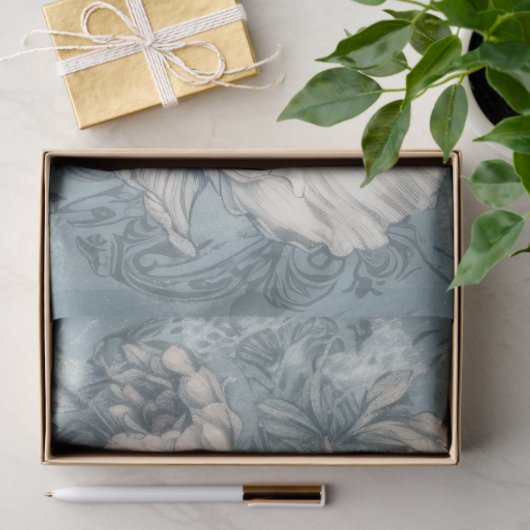 青かわいらしヴィンテージインスパイアフローラ分離 薄葉紙 (ギフト)