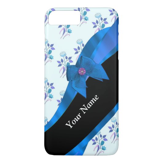 青かわいらしヴィンテージフローラ花模様 Case-Mate iPhoneケース (裏面)