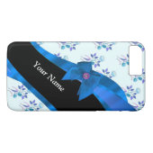青かわいらしヴィンテージフローラ花模様 Case-Mate iPhoneケース (裏面(横))