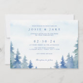 青かわいらし冬松林結婚式招待状 招待状 (正面)