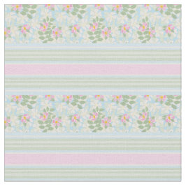 青かわいらし地のピンクの白い犬のバラストライプのたち ファブリック