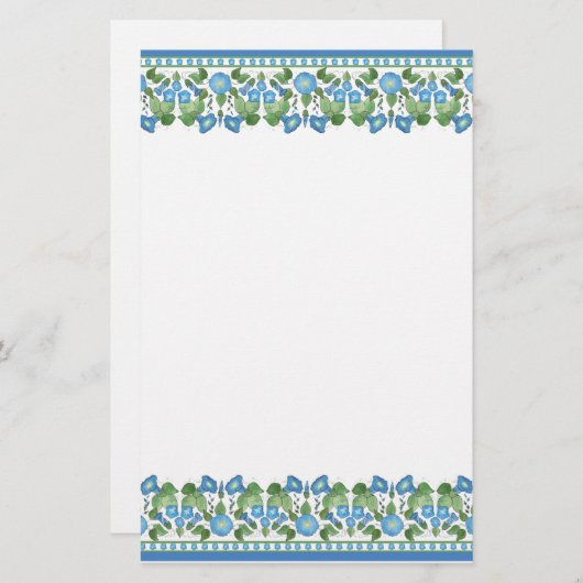 青かわいらし朝顔縁ど文紙 便箋 (正面/裏面)