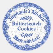 青かわいらし柳パーソナライズされた焼いた食料品 ラウンドシール (正面)