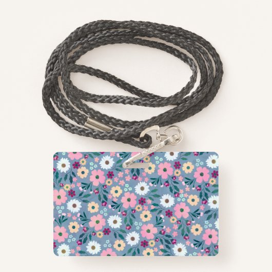 青かわいらし桃花植物園 バッジ (裏面ランヤード)