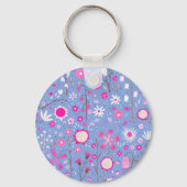 青かわいらし植物野草フローラ キーホルダー (正面)