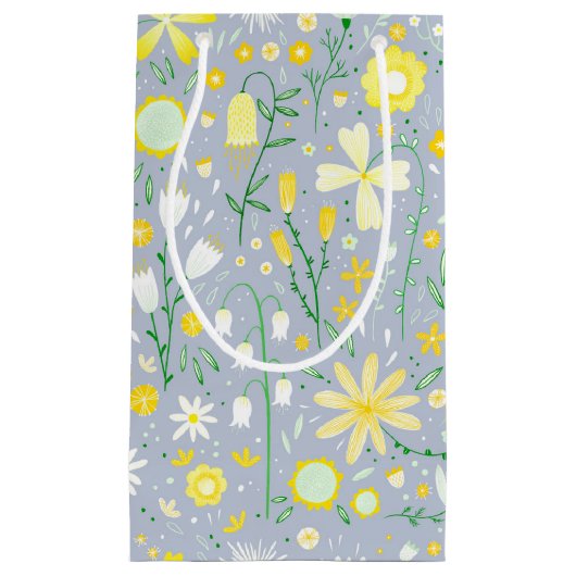 青かわいらし植物野草フローラ スモールペーパーバッグ (正面)