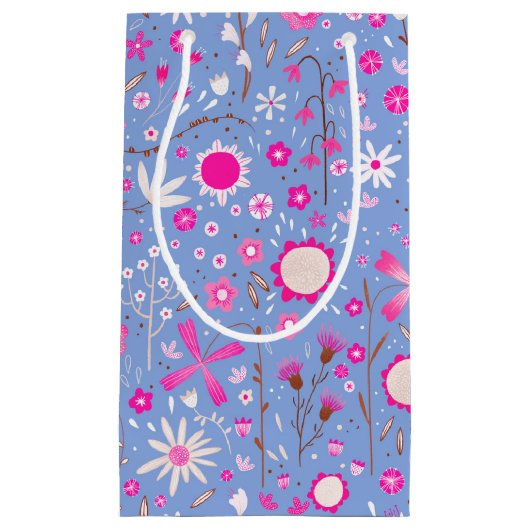 青かわいらし植物野草フローラ スモールペーパーバッグ (正面)