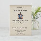 青かわいらし毛魔女ヴィンテージハロウィーン 招待状 (スタンド正面)