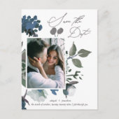 青かわいらし水彩花束の保存日 インビテーションポストカード (正面)