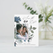 青かわいらし水彩花束の保存日 インビテーションポストカード (スタンド正面)