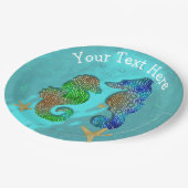 青かわいらし海で泳ぐ海馬 ペーパープレート (アングル)