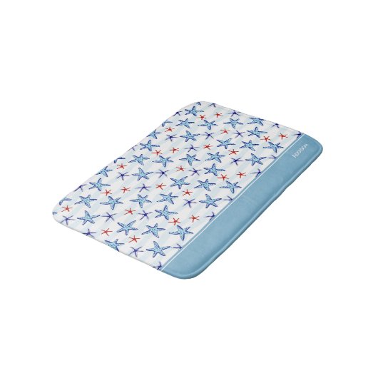 青かわいらし海ヒトデ模様 バスマット (アングル)