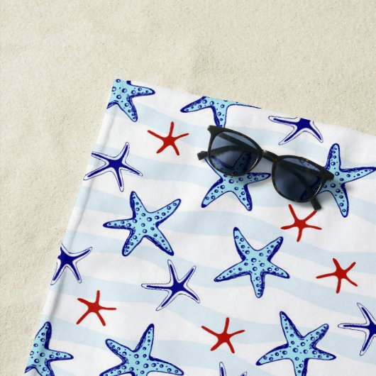 青かわいらし海ヒトデ模様 ビーチタオル (インサイチュ)