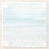 青かわいらし海波と海ガラス ガラスコースター (裏面)