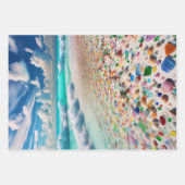 青かわいらし海波と海ガラス ラッピングペーパーシート (正面3)