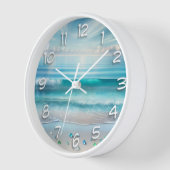 青かわいらし海波と海ガラス 壁時計 (傾斜)