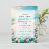 青かわいらし海波と海ガラス 招待状 (スタンド正面)