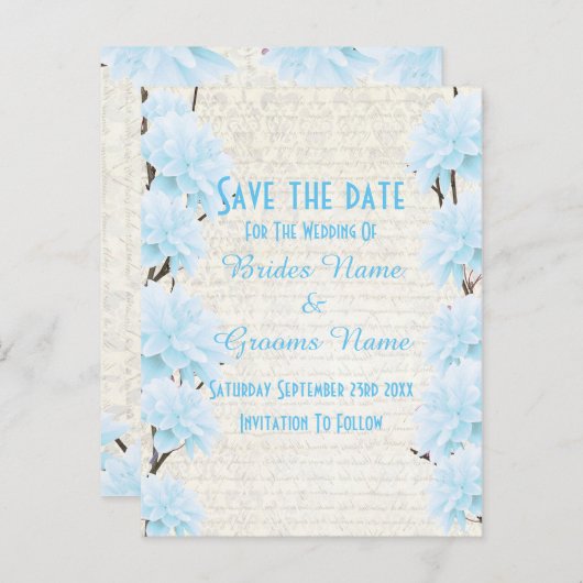 青かわいらし淡い色ののフローラは日付を保存 案内ポストカード (正面/裏面)