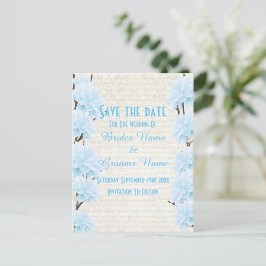 青かわいらし淡い色ののフローラは日付を保存 案内ポストカード (スタンド正面)