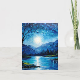 青かわいらし湖折り畳みグリーティングカード カード