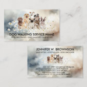 青かわいらし犬のデイジー水彩背景 名刺 (正面/裏面)