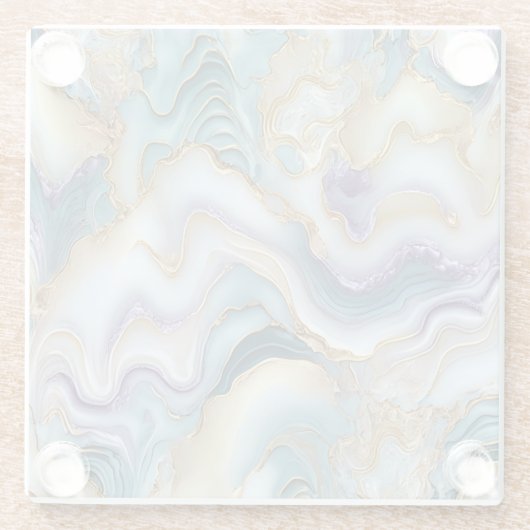 青かわいらし玉紫の石瑪瑙スライス ガラスコースター (裏面)