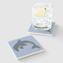 青かわいらし白ジャンプクールイルカ渦眼 ストーンコースター