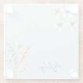 青かわいらし白バタフライフローラ ガラスコースター (裏面)