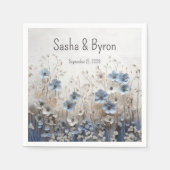 青かわいらし白3Dフラワーガーデン結婚ズ スタンダードカクテルナプキン (正面)