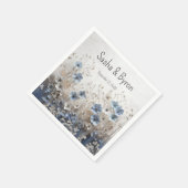 青かわいらし白3Dフラワーガーデン結婚ズ スタンダードカクテルナプキン (角)