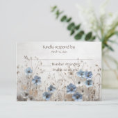 青かわいらし白3Dフラワーガーデン結婚ズ 出欠カード (スタンド正面)