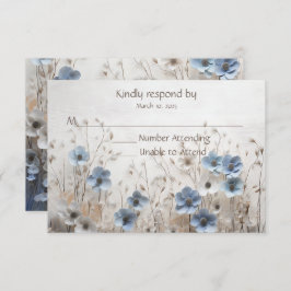 青かわいらし白3Dフラワーガーデン結婚ズ 出欠カード